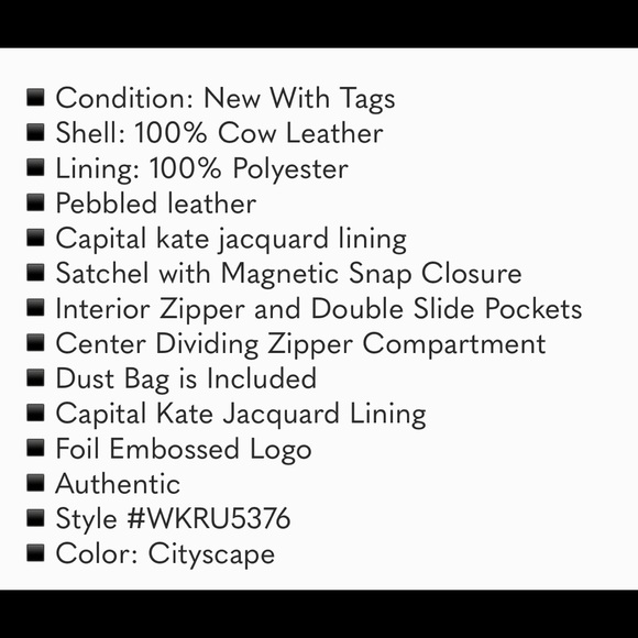 Kate Spade Larchmont Avenue Cityscape Pebbled Leather Satchel - new with tags - Picture 7 of 7